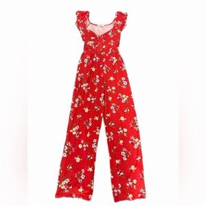 Eye Candy Red Floral Jumpsuit